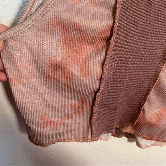 Cropped Ribbed Tank Top Mauve Pink Tie Dye - Picture 6 of 7